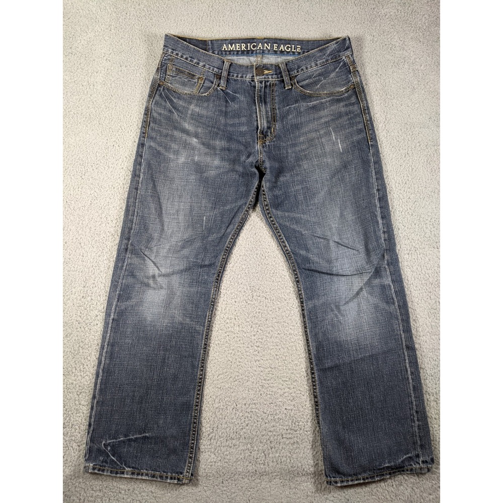American Eagle Outfitters Jeans Men 33x30 Blue Relaxed Fit Distressed Y2K Grunge
